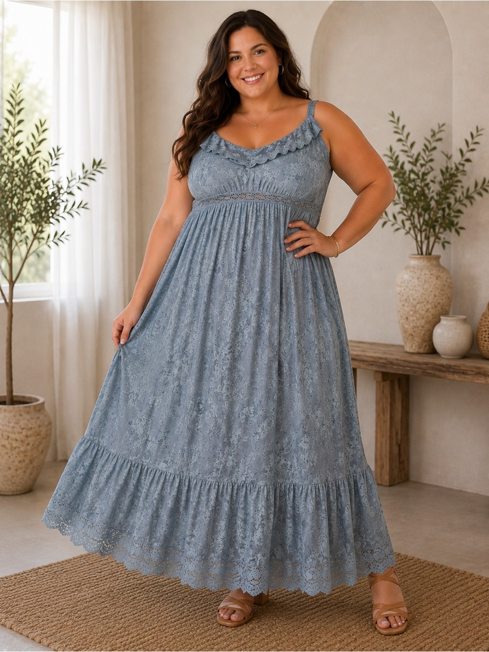 torrid Light baby Blue Lace Ruffle Summer Dress